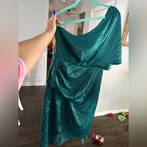 Cupshe one shoulder green satin dress